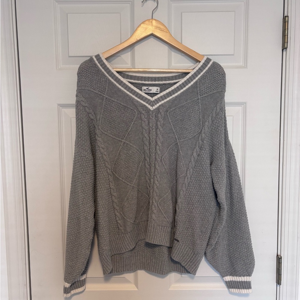 Gray Cable Knit Sweater